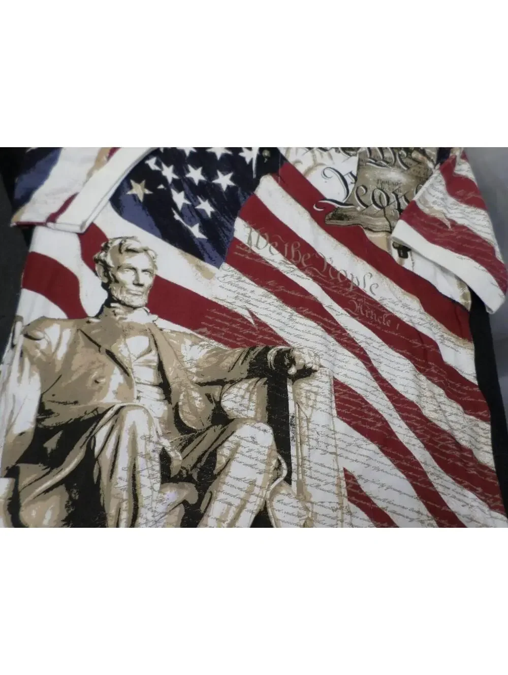 DESIGNER COTTON TRADERS WE THE PEOPLE COTTON POLO AMERICAN FLAG SHIRT MEDIUM - Picture 4 of 12